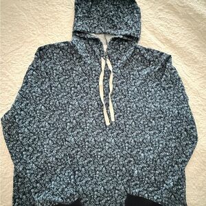 J. Crew Black and White Floral Hoodie